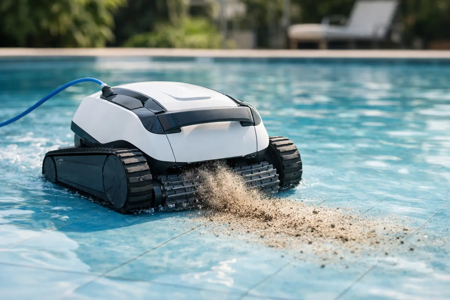 Test Poolroboter für feinen Schmutz