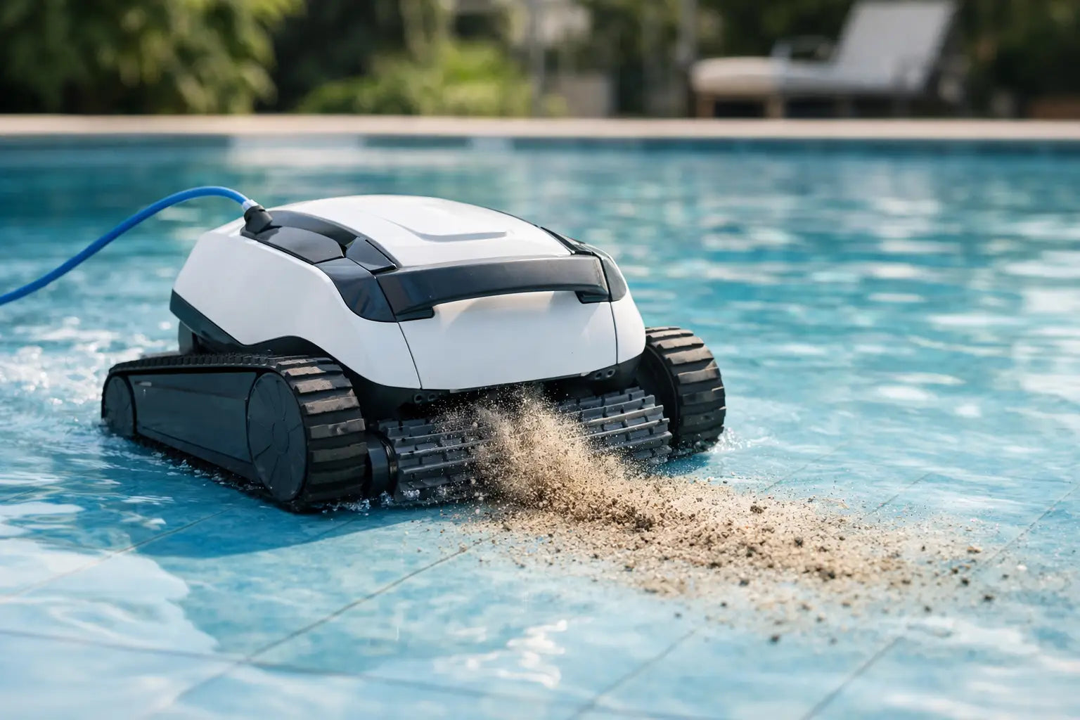 Test Poolroboter für feinen Schmutz