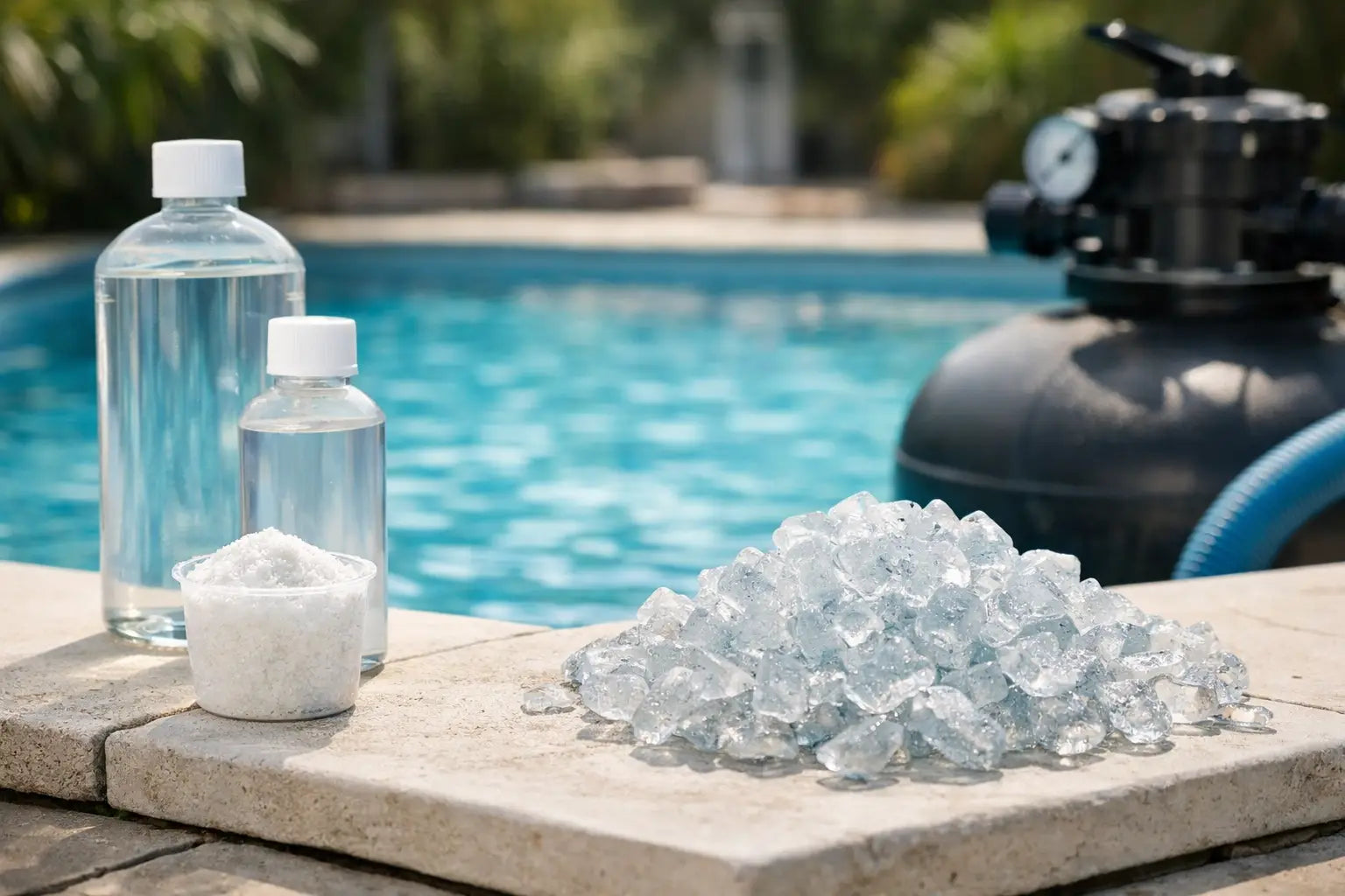 Flockungsmittel oder Filterglas im Pool?