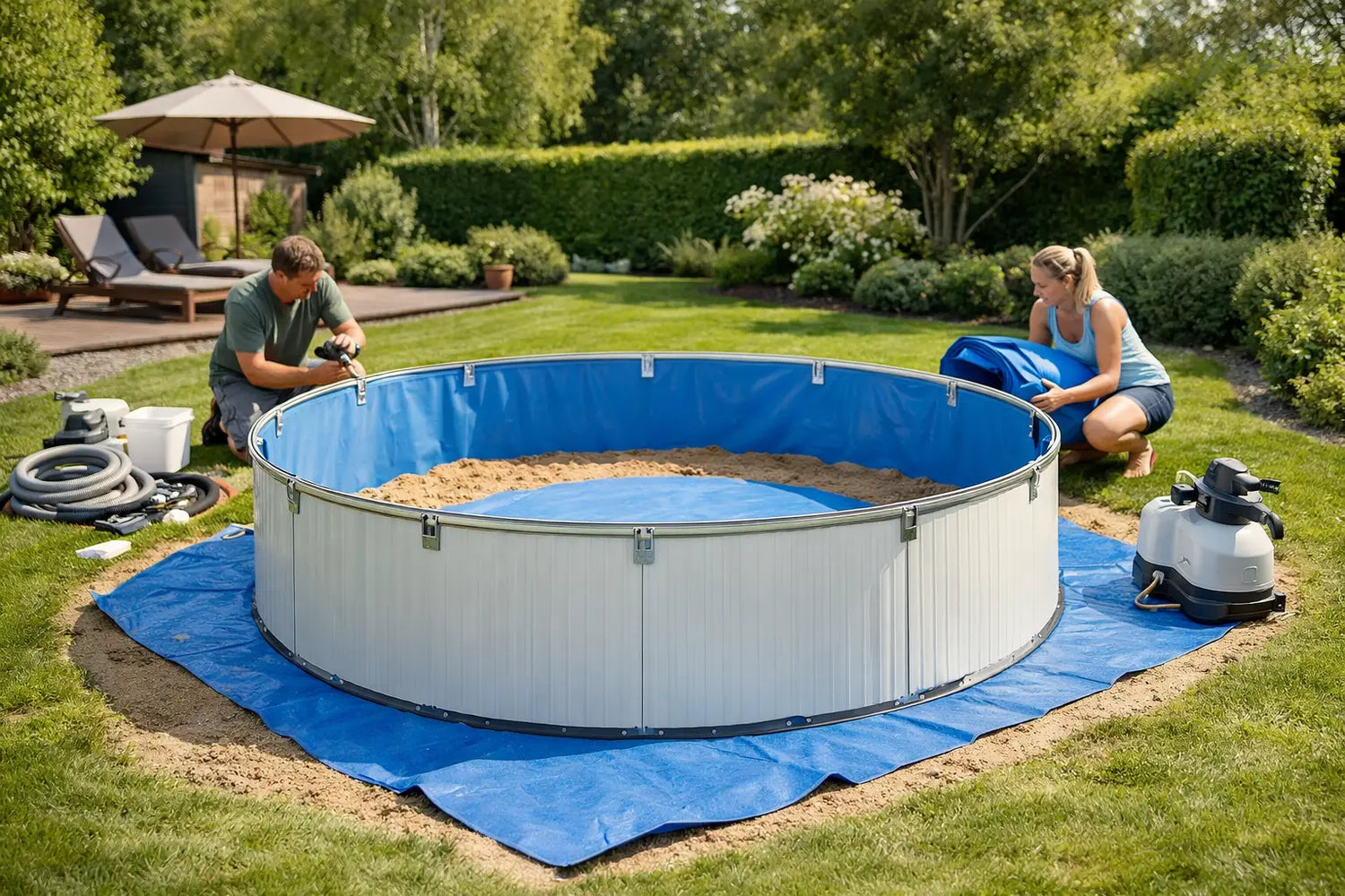 Stahlwandpool im Garten aufbauen richtig