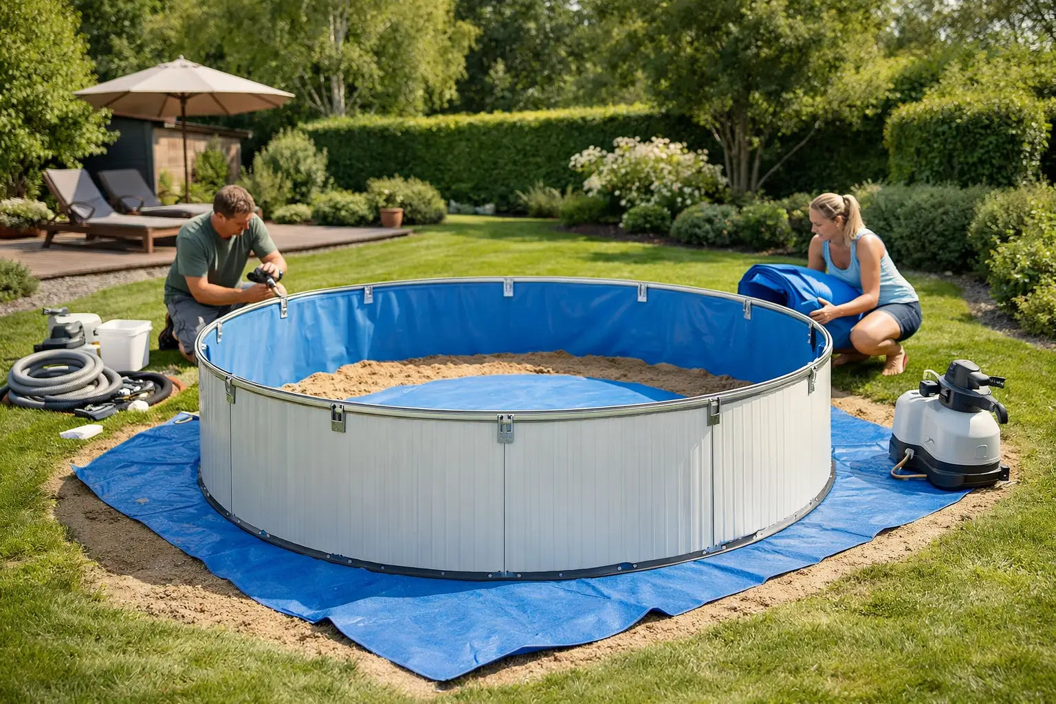 Stahlwandpool im Garten aufbauen richtig