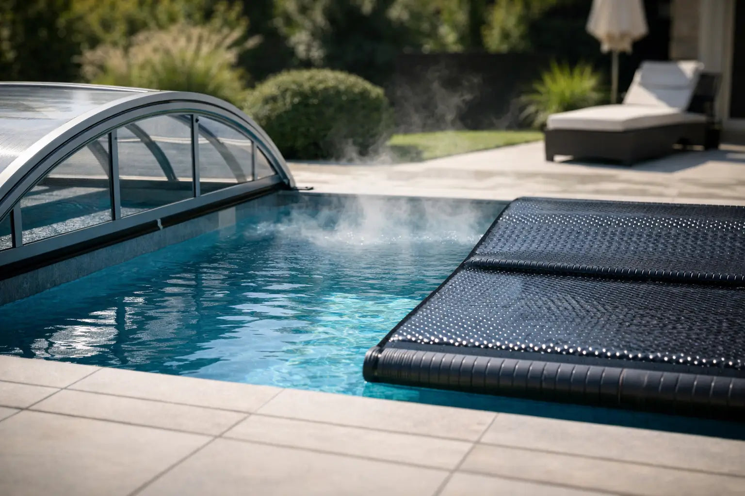 Poolabdeckung gegen Wärmeverlust wählen