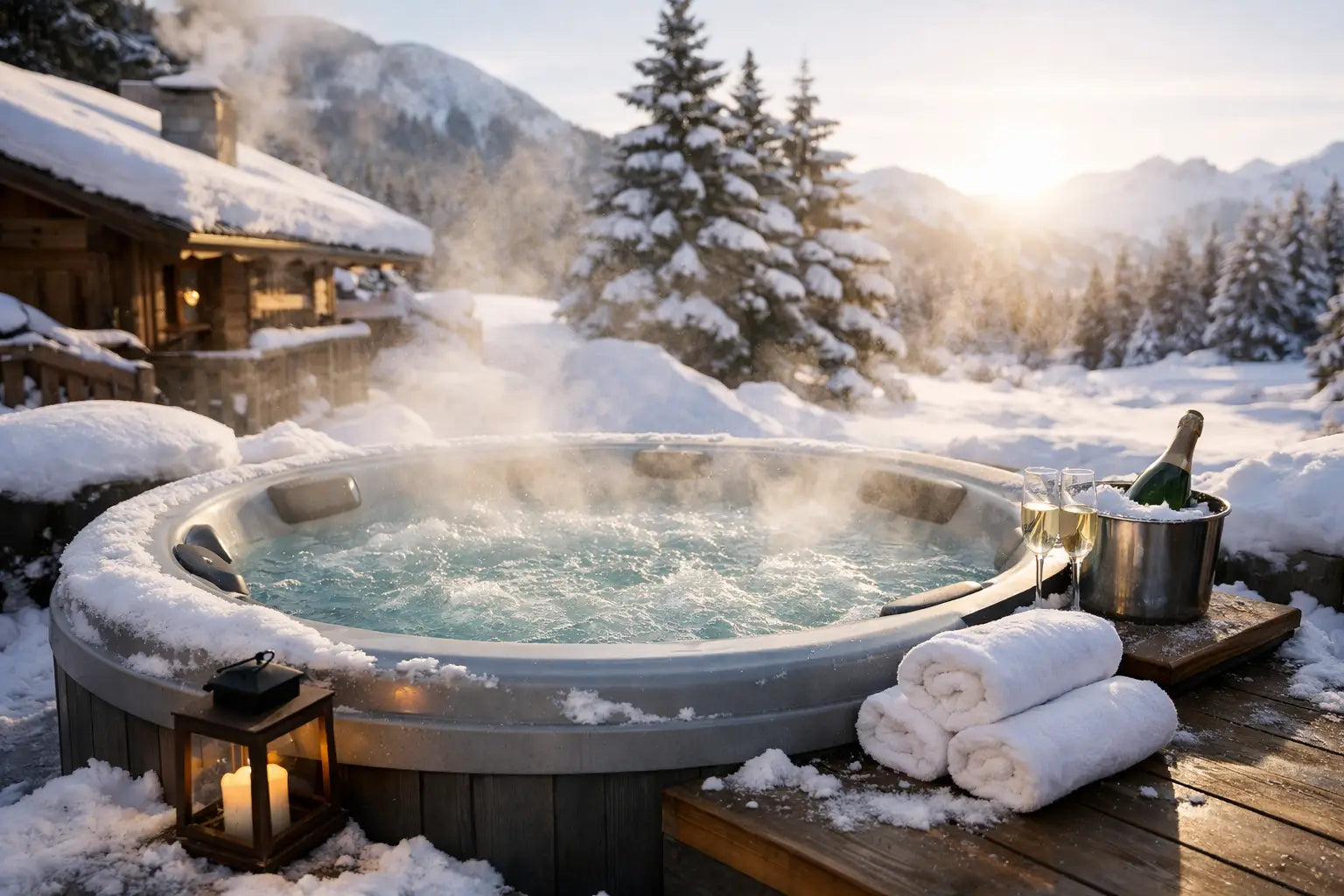 Outdoor Whirlpool winterfest machen