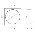Abdeckung für Skimmer Ocean® quadratisch V4A 250 x 250 mm AISI 316 inkl. runder Abdeckung und Höhenausgleich 4,5 cm