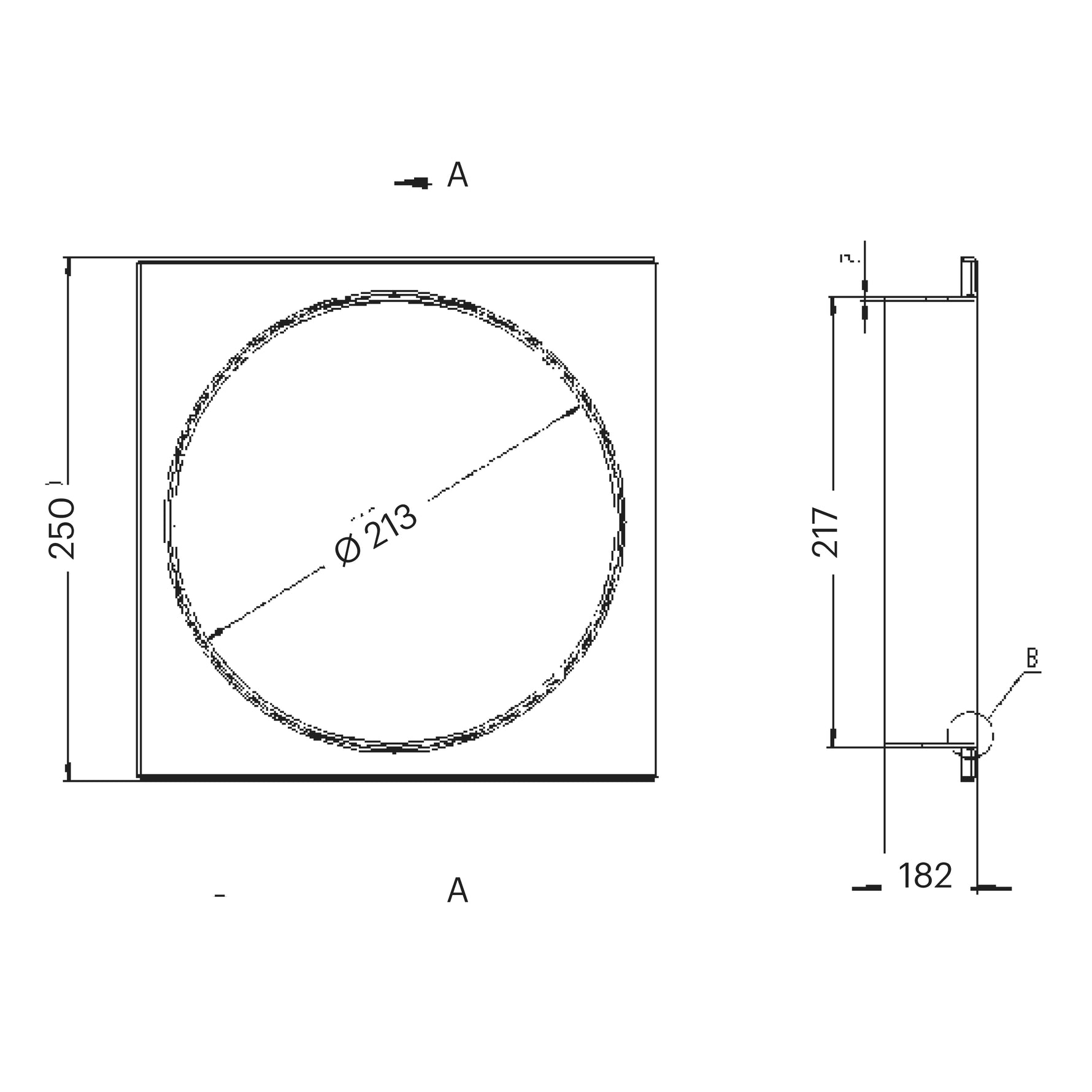 Abdeckung für Skimmer Ocean® quadratisch V4A 250 x 250 mm AISI 316 inkl. runder Abdeckung und Höhenausgleich 4,5 cm