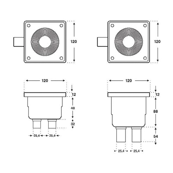 Kabelanschlussdose Ocean® ABS weiss Gewindeanschluss CB-100 Höhe = 100 mm