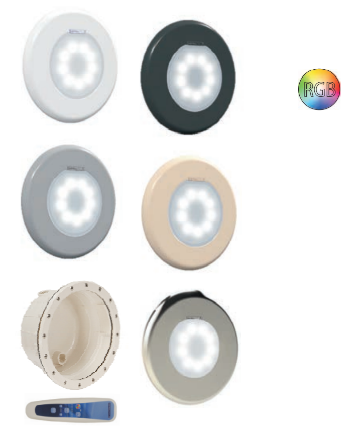 LED komplett Wireless-Scheinwerfer (Lumen 1.100) Lumiplus Flexi V1, LED Lichtfarbe , Blende Edelstahl RGB