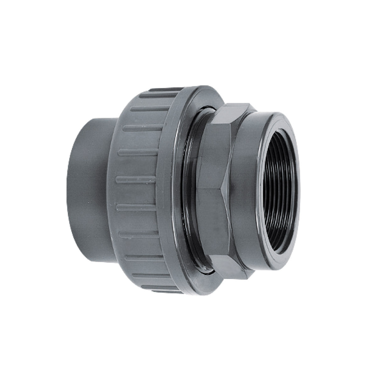 Verschraubung PVC-D 50 mm x 1 1/2" Klebe x Innengewinde GRAU