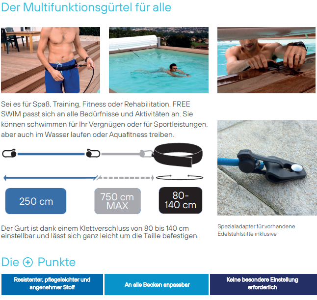 FreeSwim Schwimmgurt Gegenschwimmanlage