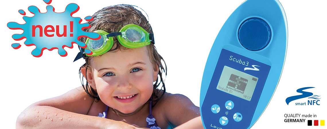 SCUBA 3s, elektronischer Pooltester elektron. f. Chlor,pH,Cyanur,Alkalität