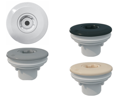 Einlaufdüse flache Ausführung, Kontermutter 2", für Fertigbecken  beige