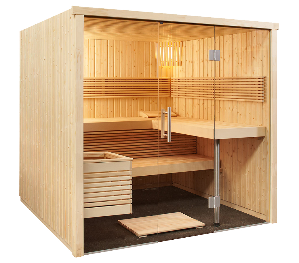 Elementsauna Indoor Panorama Large, aus Fichte 2139 x 2152 x 2010mm