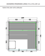 Elementsauna Indoor Panorama Large, aus Fichte 2139 x 2152 x 2010mm