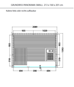 Elementsauna Inndoor  Panorama Small aus Fichte 2139 x 1642 x 2010mm