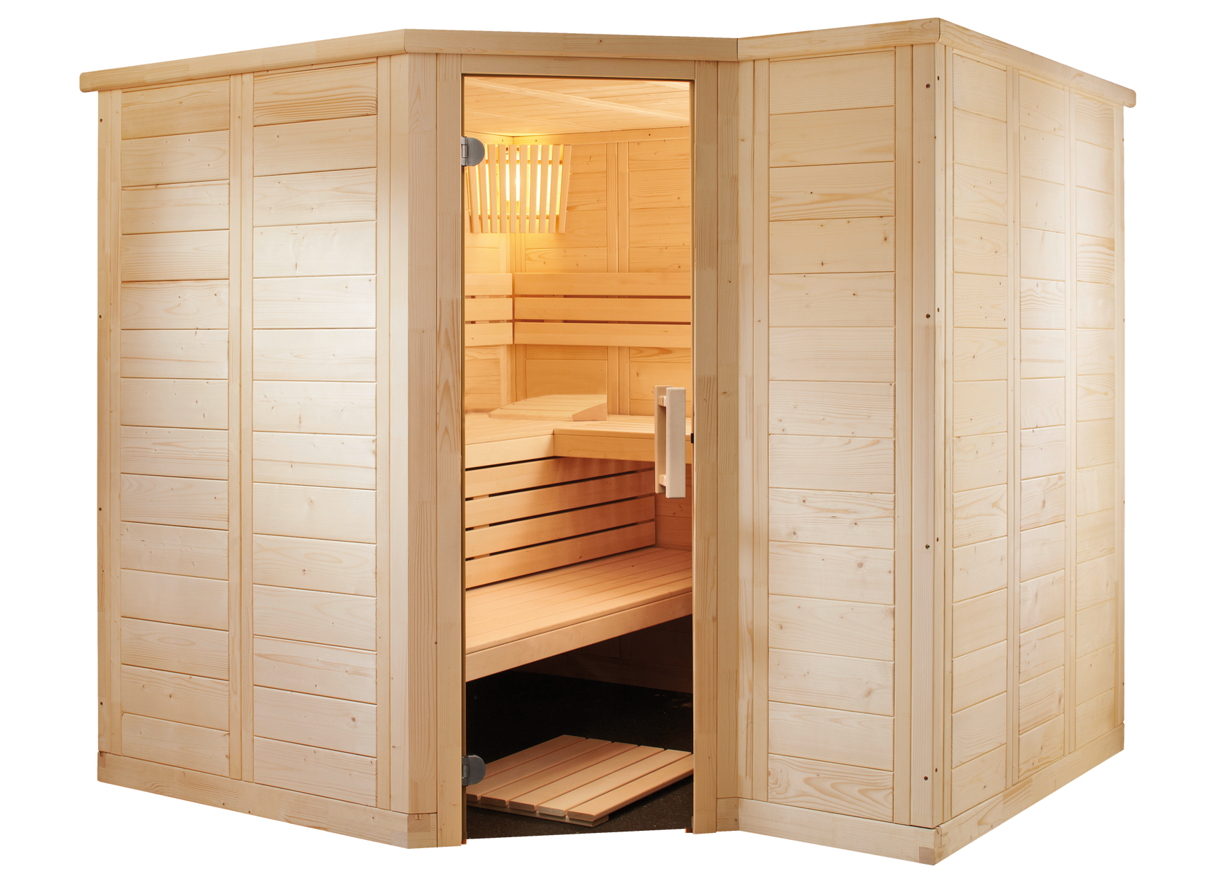 Massivsauna  Polaris Large aus massiver Fichte 2340 x 2060 x 2040mm