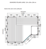 Massivsauna  Polaris Large aus massiver Fichte 2340 x 2060 x 2040mm