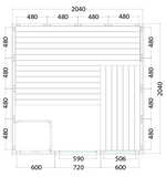 Massivsauna Komfort Large  aus massiver Fichte 2080 x 2060 x 2040mm