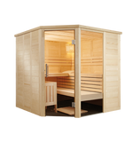 Massivsauna Alaska Corner aus massiver Fichte 2060 x 2060 x 2040mm