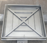 600 mm Betonöffnung Edelstahl-Schachtdeckel mit Gasfeder, V2A, 12/58, für den Fahrzeugverkehr, mit Wärmedämmung