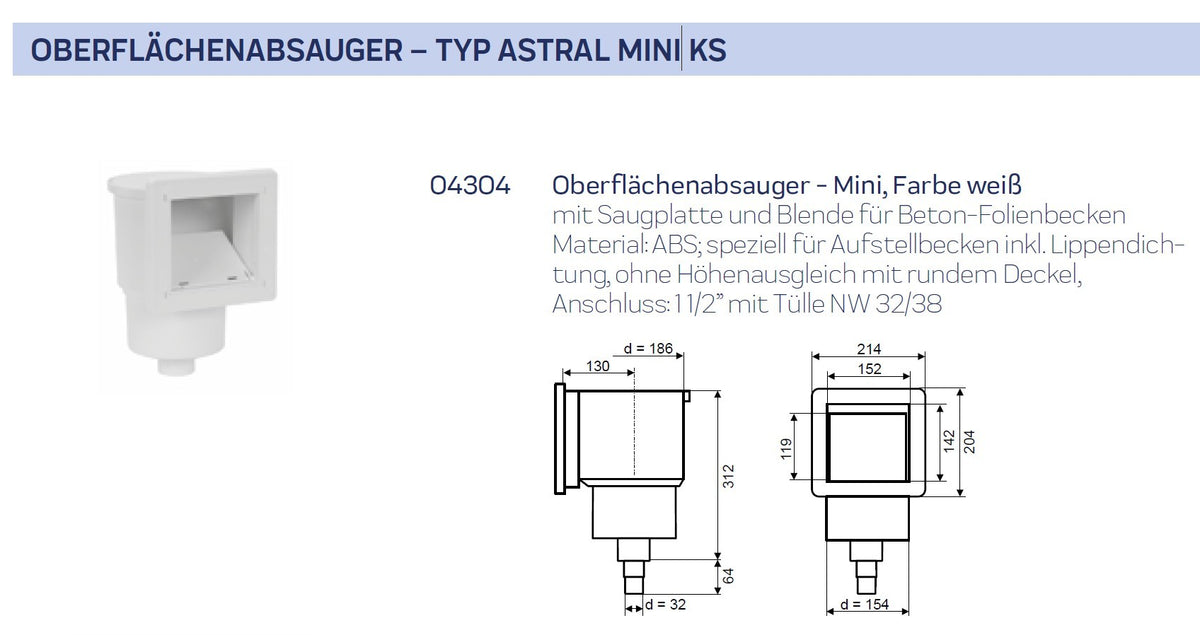 Skimmerwehr für Astral Mini Skimmer - 4402011501