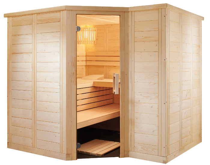 Massivsauna  Polaris Large aus massiver Fichte 2340 x 2060 x 2040mm