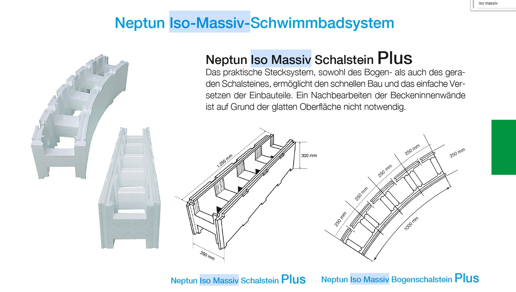 Cassero isotermico in cemento Neptun PLUS H 30 1.250 x 250 x 300 mm