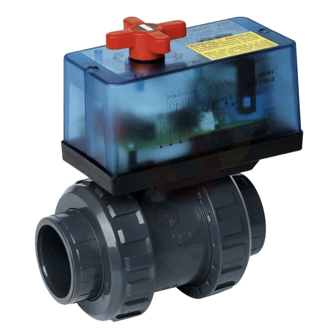 Praher 2 Wege Motorkugelhahn Klebemuffe S 6 12-230 V PVC - D40 bis D63