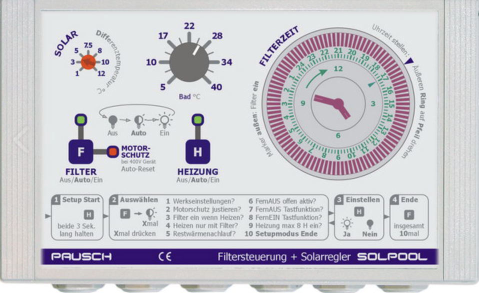 Schwimmbadsteuerung SOLPOOL mit Solarheizungsregler 230V oder 400V